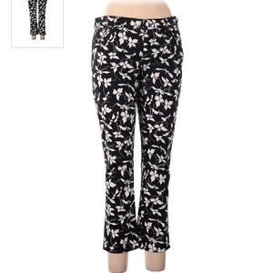 Lauren Ralph Lauren Black White Floral Print Denim Jean Pant Women's 12P Petite